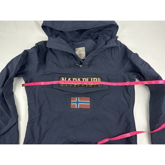 Napapijri Rainforest Geographic Taped Seams Hooded Anorak Jacket Blue Womens XS - Picture 9 of 9